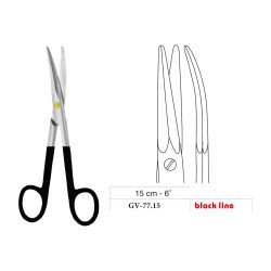 Kaye Scissors, Curved, Black Line, 15 cm - 6˝