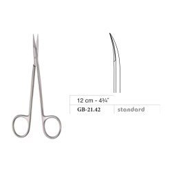 Iris Scissors, Sharp Point, Curved, Standard, 12 cm - 4-3/4˝