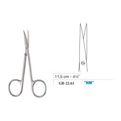 Iris Scissors, Large Ring, Straight, Tungsten Carbide, 11.5 cm - 4-1/2˝