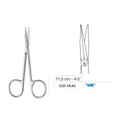 Siegert Dissecting Scissors, Straight, Tungsten Carbide, 11.5 cm - 4-1/2˝