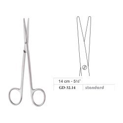 Metzenbaum Scissors, Straight, Standard, 14 cm - 5-1/2˝