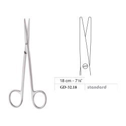 Metzenbaum Scissors, Straight, Standard, 18 cm - 7-1/8˝