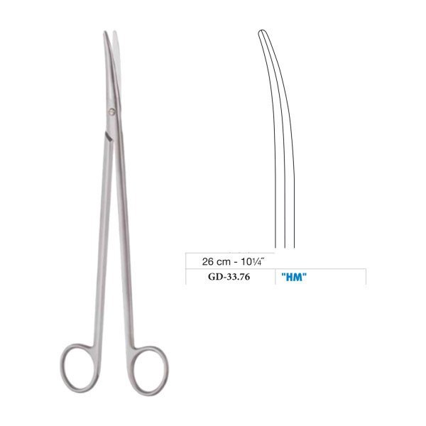 Metzenbaum-Nelson Scissors, Curved, Tungsten Carbide, 26 cm - 10-1/4˝