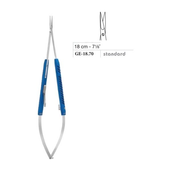 Micro Scissors, Blue Anodized, Round Handle, Straight, 18 cm - 7-1/8˝ Micro Scissors, Blue Anodized, Round Handle, Straight, 18 cm - 7-1/8˝
