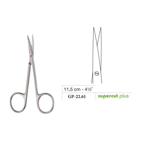 Iris Scissors, Large Ring, Straight, Supercut Plus, 11.5 cm - 4-1/2˝ Iris Scissors, Large Ring, Straight, Supercut Plus, 11.5 cm - 4-1/2˝