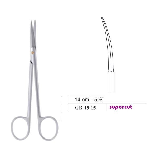 Joseph-Peck Scissors, Sharp, Curved, Supercut, 14 cm - 5-1/2˝ Joseph-Peck Scissors, Sharp, Curved, Supercut, 14 cm - 5-1/2˝