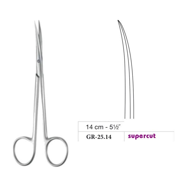 Metzenbaum Slim Scissors, Curved, Supercut, 14 cm - 5-1/2˝ Metzenbaum Slim Scissors, Curved, Supercut, 14 cm - 5-1/2˝