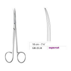 Metzenbaum Slim Scissors, Curved, Supercut, 18 cm - 7-1/8˝