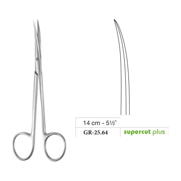 Metzenbaum Slim Scissors, Curved, Supercut Plus, 14 cm - 5-1/2˝