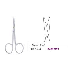 Metzenbaum Mini Scissors, Straight, Supercut, 9 cm - 3-1/2˝
