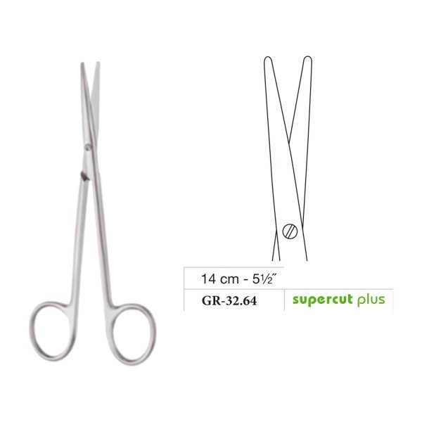 Metzenbaum Scissors, Straight, Supercut Plus, 14 cm - 5-1/2˝