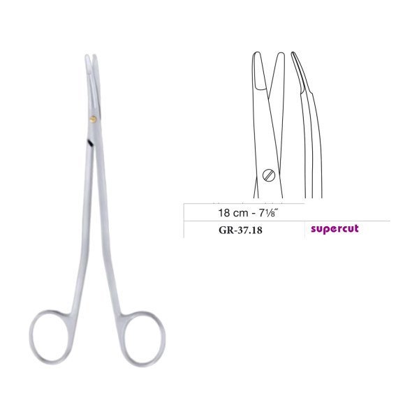 Metzenbaum-Freeman Scissors, Curved, Supercut, 18 cm - 7-1/8˝