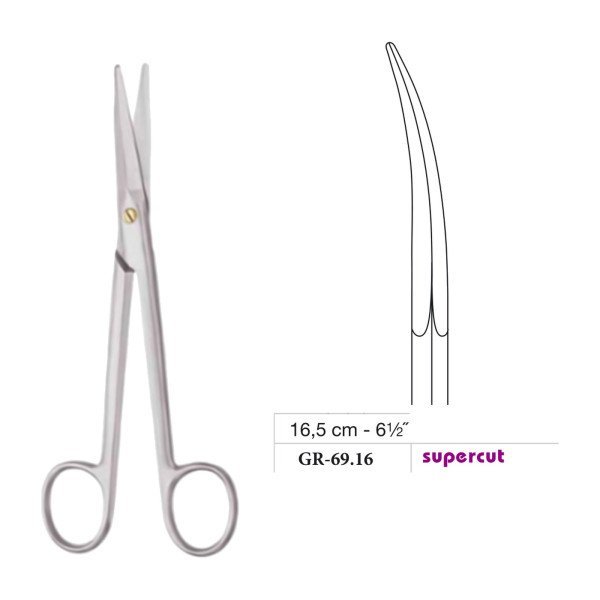 Fanous Dissecting Scissors, Curved, Supercut, 16.5 cm - 6-1/2˝