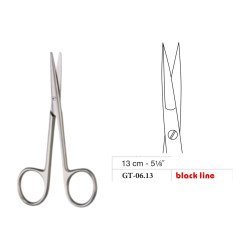 Jabaley Scissors, Sharp/Sharp, Straight, Black Line, 13 cm - 5-1/8˝