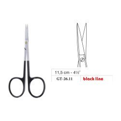 Iris Scissors, Sharp/Sharp, Big Ring, Straight, Black Line, 11.5 cm - 4-1/2˝