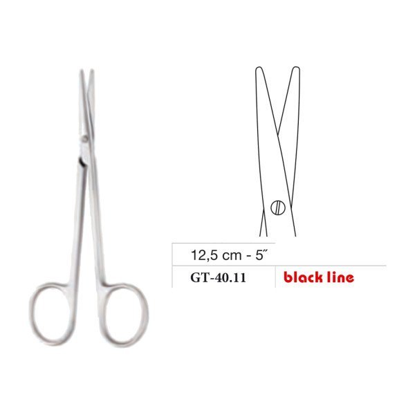 Knapp Scissors, Straight, Black Line, 12.5 cm - 5˝ Knapp Scissors, Straight, Black Line, 12.5 cm - 5˝
