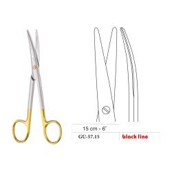 Mayo-Stille Scissors, Curved, Black Line, 15 cm - 6˝