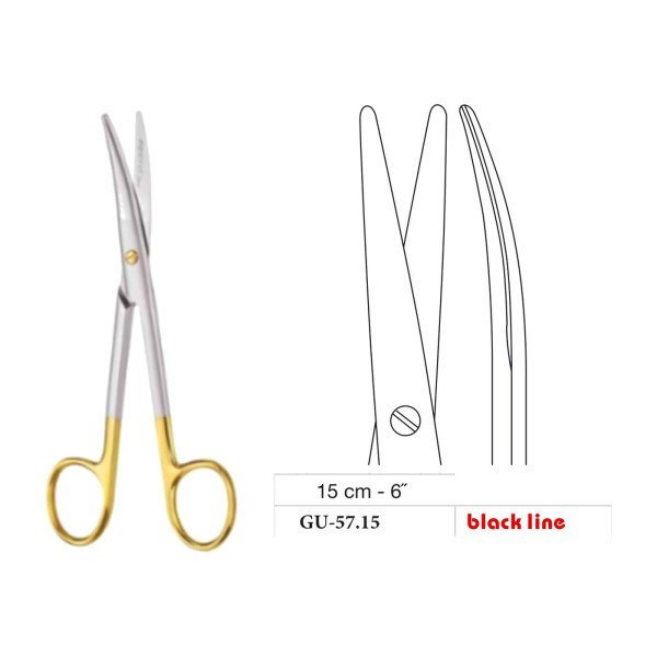 Mayo-Stille Scissors, Curved, Black Line, 15 cm - 6˝