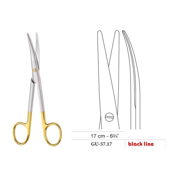 Mayo-Stille Scissors, Curved, Black Line, 17 cm - 6-3/4˝ Mayo-Stille Scissors, Curved, Black Line, 17 cm - 6-3/4˝
