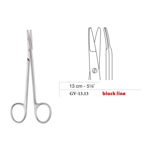 Ragnell-Kilner Scissors, Curved, Black Line, 13 cm - 5-1/8˝ Ragnell-Kilner Scissors, Curved, Black Line, 13 cm - 5-1/8˝