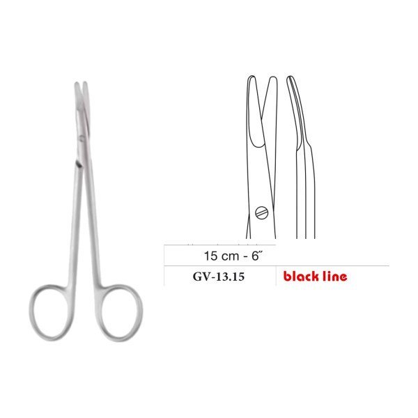 Ragnell-Kilner Scissors, Curved, Black Line, 15 cm - 6˝ Ragnell-Kilner Scissors, Curved, Black Line, 15 cm - 6˝