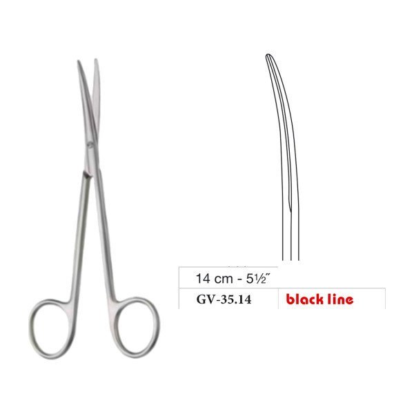 Metzenbaum-Slim Scissors, Curved, Black Line, 14 cm - 5-1/2˝ Metzenbaum-Slim Scissors, Curved, Black Line, 14 cm - 5-1/2˝