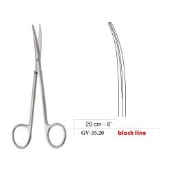 Metzenbaum-Slim Scissors, Curved, Black Line, 20 cm - 8˝