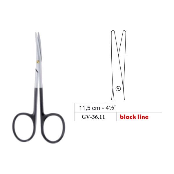 Metzenbaum Baby Scissors, Big Ring, Straight, Black Line, 11.5 cm - 4-1/2˝ Metzenbaum Baby Scissors, Big Ring, Straight, Black Line, 11.5 cm - 4-1/2˝