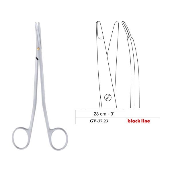 Metzenbaum-Freeman Scissors, Curved, Black Line, 23 cm - 9˝ Metzenbaum-Freeman Scissors, Curved, Black Line, 23 cm - 9˝