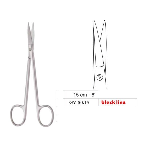 Joseph Scissors, Straight, Black Line, 15 cm - 6˝