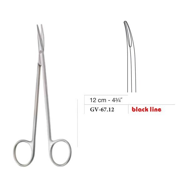 Reynolds (Jameson) Scissors, Curved, Black Line, 12 cm - 4-3/4˝ Reynolds (Jameson) Scissors, Curved, Black Line, 12 cm - 4-3/4˝