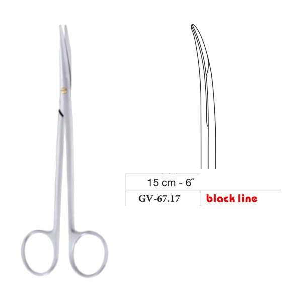 Reynolds (Jameson) Scissors, Curved, Black Line, 15 cm - 6˝ Reynolds (Jameson) Scissors, Curved, Black Line, 15 cm - 6˝