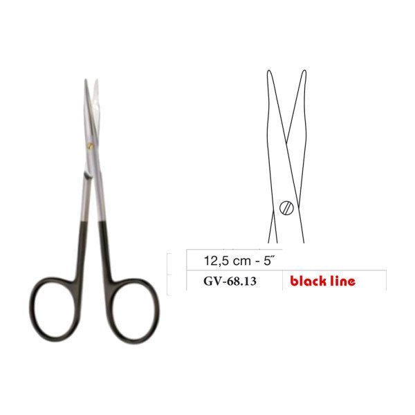Stevens Scissors, Blunt, Big Ring, Straight, Black Line, 12.5 cm - 5˝
