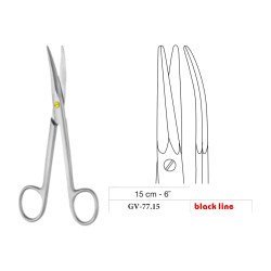 Kaye Scissors, Curved, Black Line, 15 cm - 6˝
