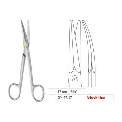 Kaye Scissors, Curved, Black Line, 17 cm - 6-3/4˝