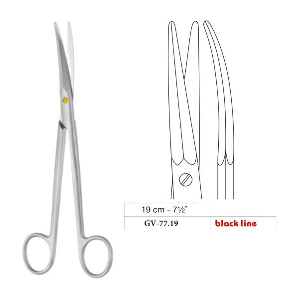 Kaye Scissors, Curved, Black Line, 19 cm - 7-1/2˝