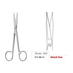 Fox Scissors, Straight, Black Line, 13 cm - 5-1/8˝ Fox Scissors, Straight, Black Line, 13 cm - 5-1/8˝