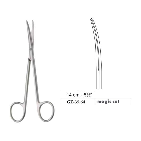 Metzenbaum-Slim Scissors, Curved, Magic Cut, 14 cm - 5-1/2˝