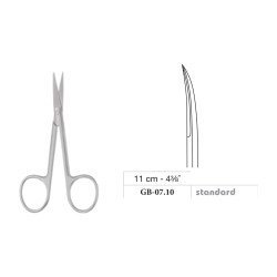 Delicate Scissors, Sharp/Sharp, Curved, Standard, 11 cm - 4-3/8˝