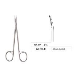 Iris Scissors, Blunt, Curved, Standard, 12 cm - 4-3/4˝