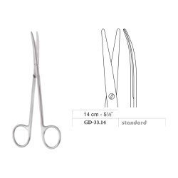 Metzenbaum Scissors, Curved, Standard, 14 cm - 5-1/2˝
