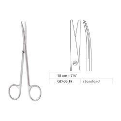Metzenbaum Scissors, Curved, Standard, 18 cm - 7-1/8˝
