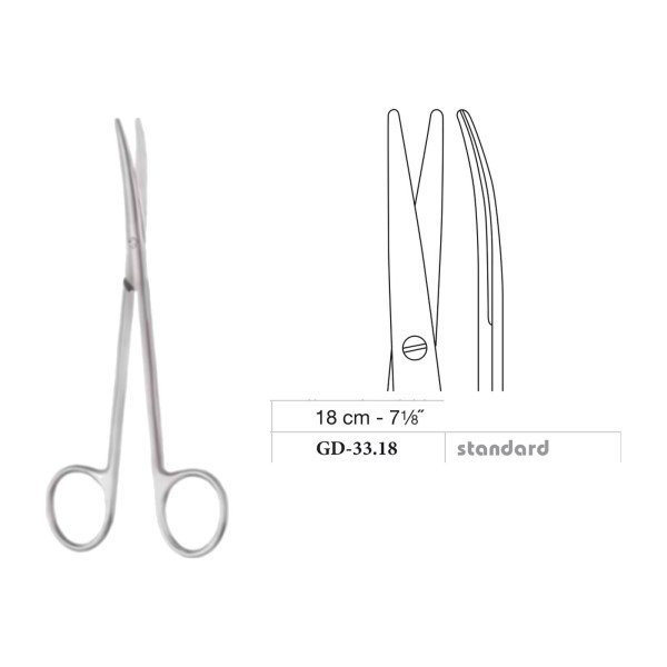 Metzenbaum Scissors, Curved, Standard, 18 cm - 7-1/8˝