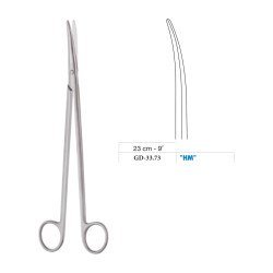 Metzenbaum-Nelson Scissors, Curved, Tungsten Carbide, 23 cm - 9˝