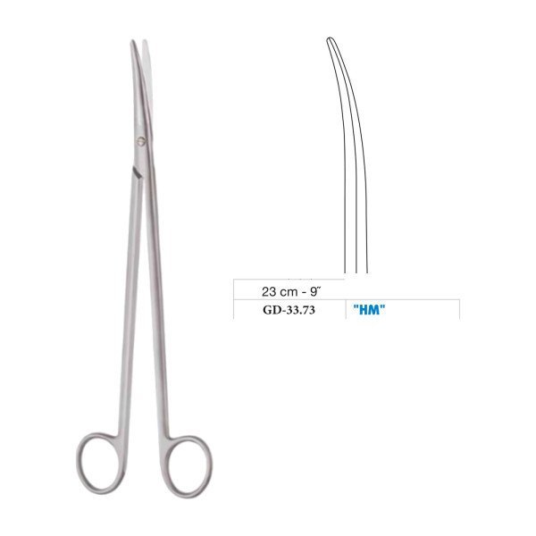 Metzenbaum-Nelson Scissors, Curved, Tungsten Carbide, 23 cm - 9˝