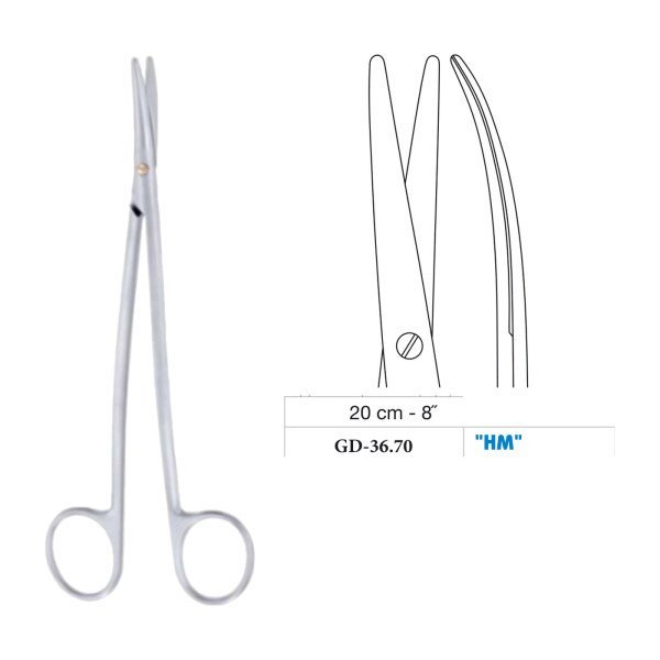 Metzenbaum S-Shape Scissors, Curved, Tungsten Carbide, 20 cm - 8˝