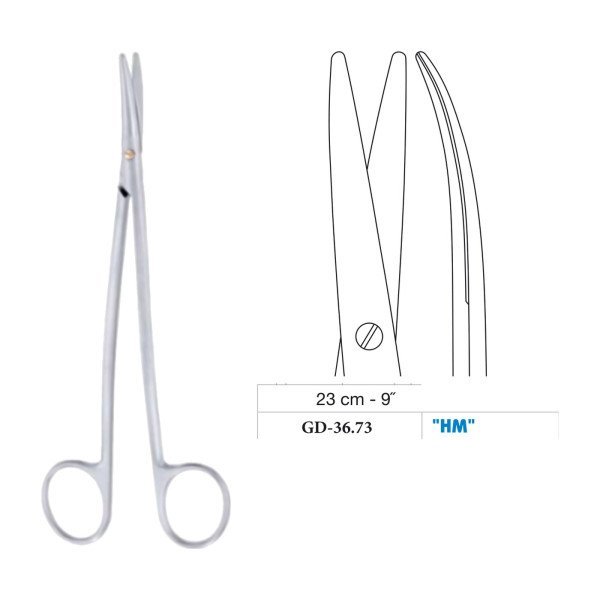 Metzenbaum S-Shape Scissors, Curved, Tungsten Carbide, 23 cm - 9˝