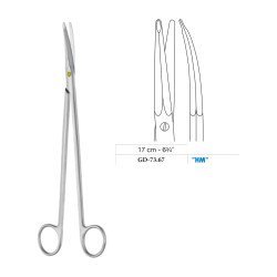 Gorney Dissecting Scissors, Curved, Tungsten Carbide, 17 cm - 6-3/4˝