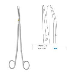 Gorney-Freeman Dissecting Scissors, Curved, Tungsten Carbide, 19 cm - 7-1/2˝