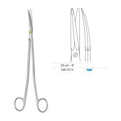Gorney-Freeman Dissecting Scissors, Curved, Tungsten Carbide, 23 cm - 9˝